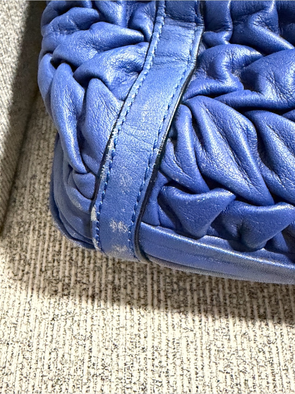 Coach Blue Leather Pleated & Braided Satchel - Picture 3 of 9